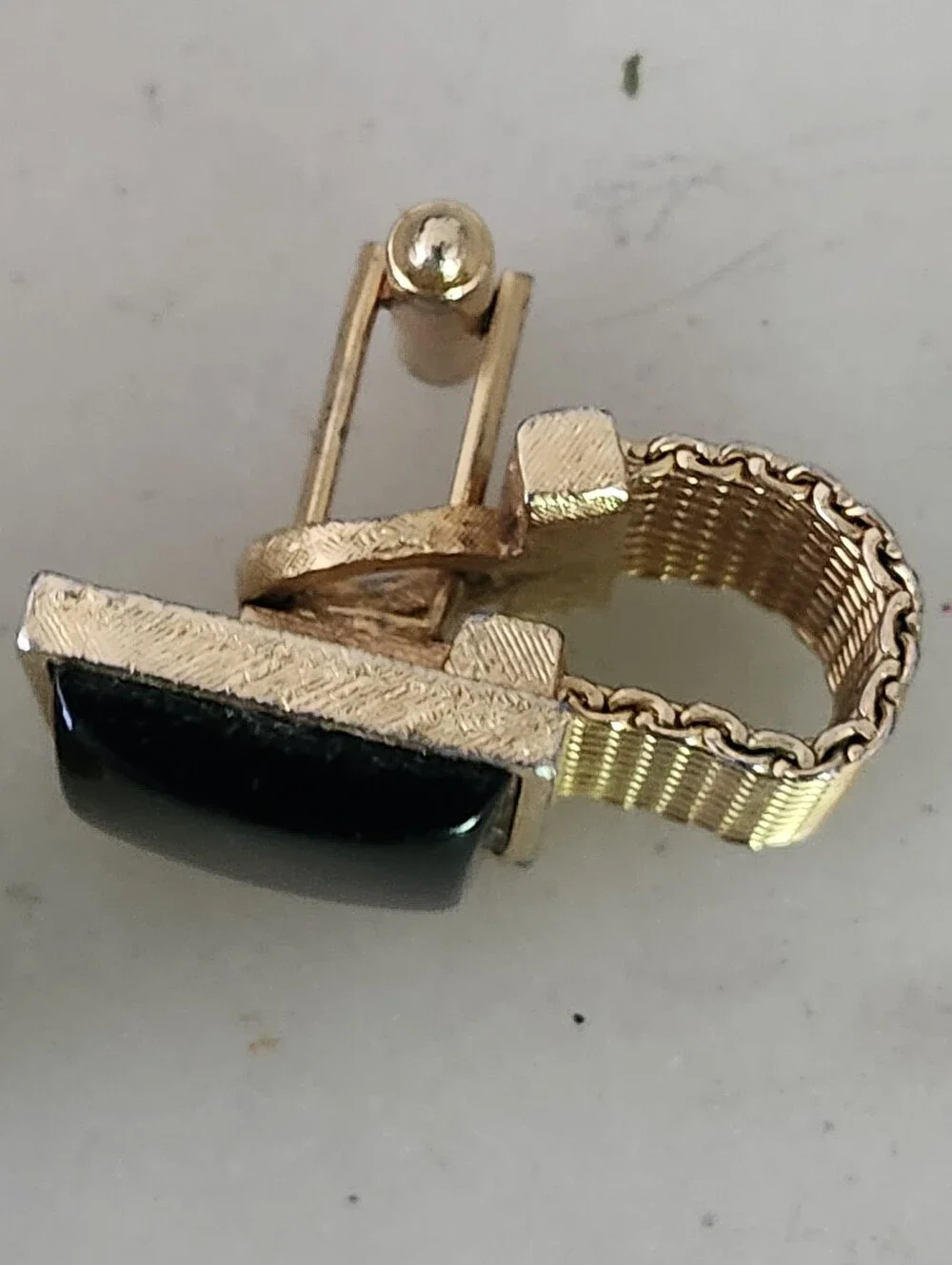 Vtg Gold Tone Cufflinks with Black Onyx Glass Squares